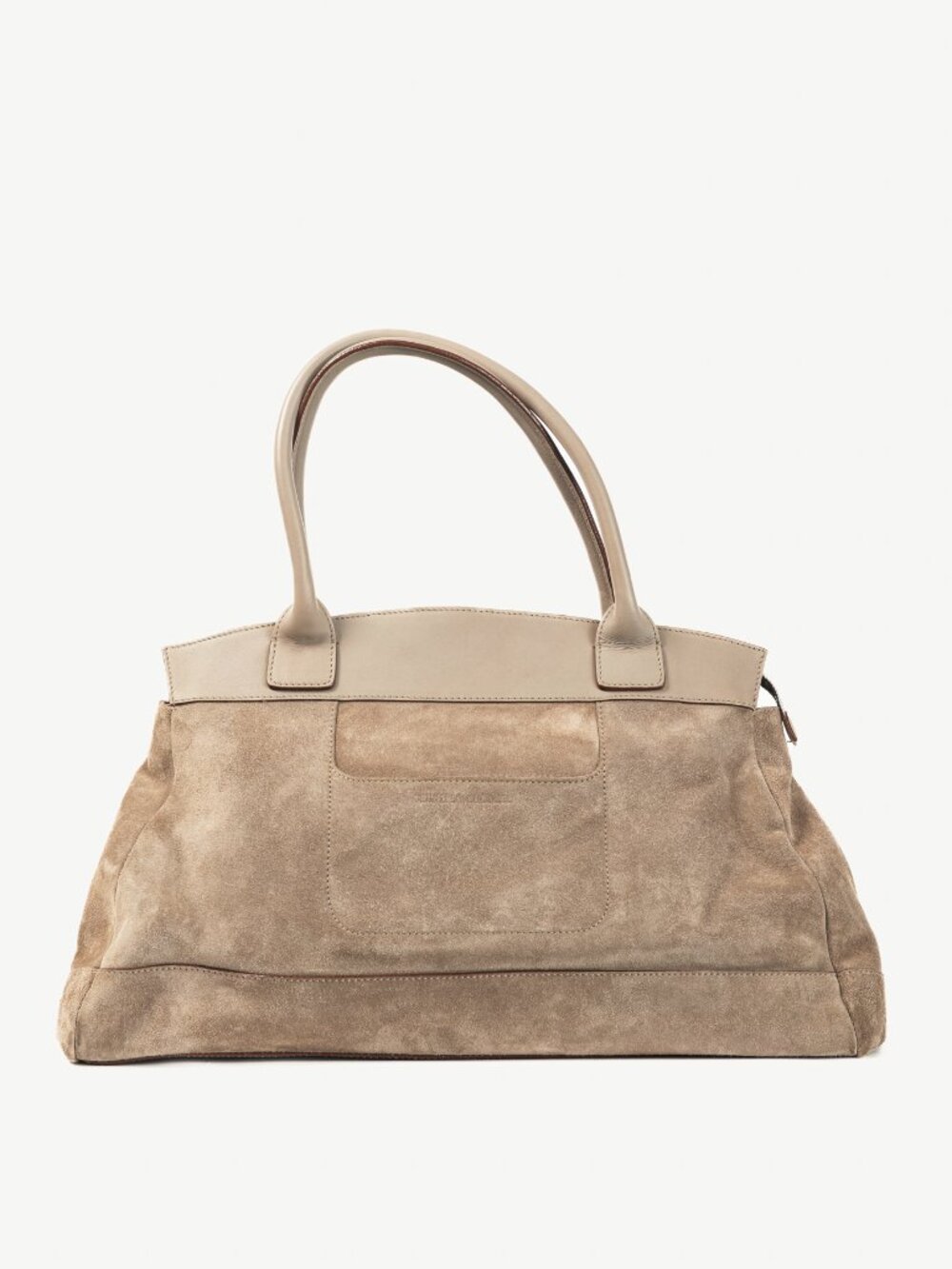 Brunello Cucinelli Taupe Suede Leather-Trim Handbag - Picture 1 of 11